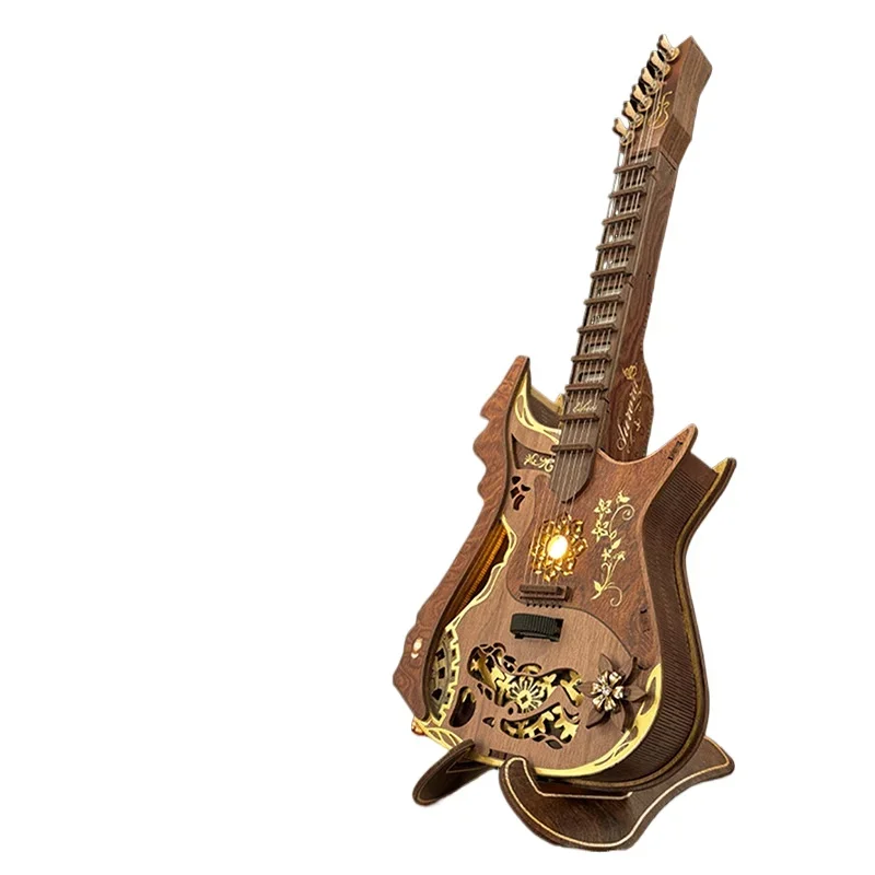3D three-dimensional assembly chord mini guitar can play DIY handmade model creative toy