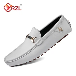 YRZL Loafers Men Shoes PU Leather Casual Luxury Brand Formal Mens Loafers Moccasins Breathable Slip on Male Boat Shoes Plus Size