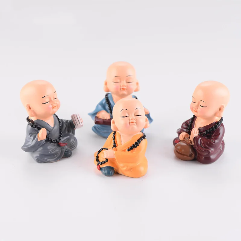 4Pcs/Set The Little Monk Meditation For Home Decorate Cute Tea Pet KongFu Car Interior Display