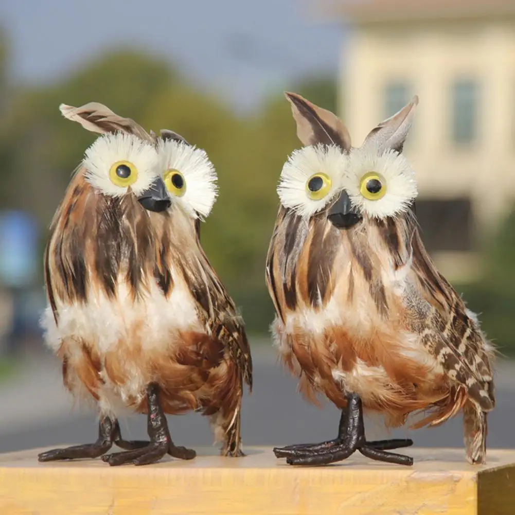 Cute Owl Statue Polystyrene Artificial Owl Sculpture DIY Craft Ornament Animal Garden Statue Landscape Decoration Christmas Gift