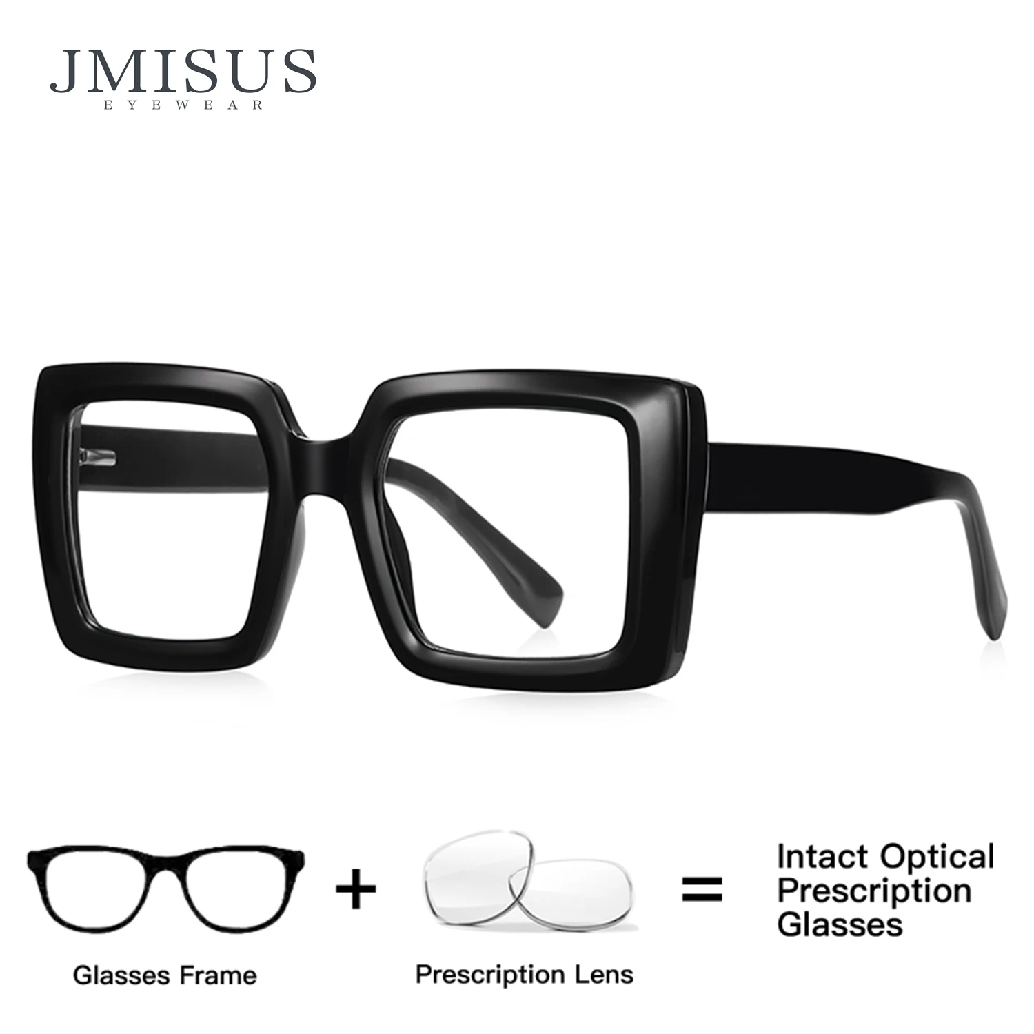 

JMISUS Custom Large Square Prescription Glasses Women Handmade Acetate Unique Shape Photochromic Multifocal Optical Eyewear
