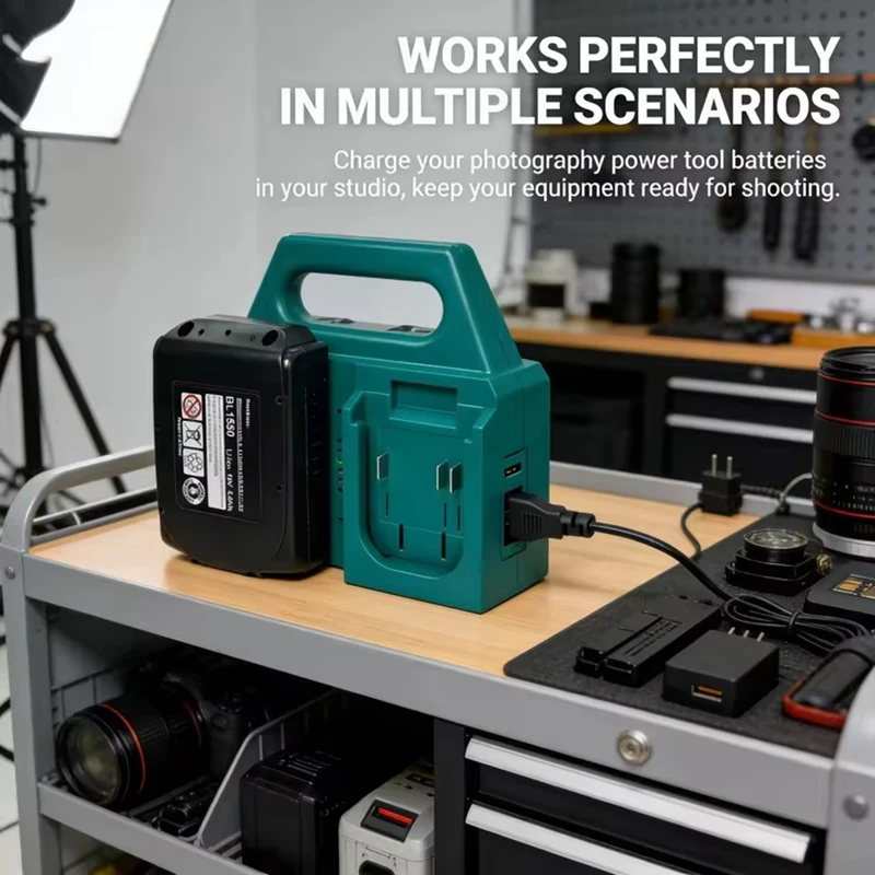 DT98 Battery Storage Rack for 18V Handheld Organizer with EU Plug Charging Station