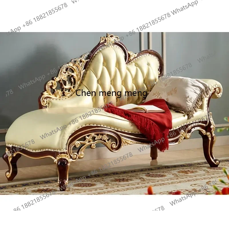 B178 Solid wood chaise longue American living room single leather sofa bed beauty couch leather recliner2936