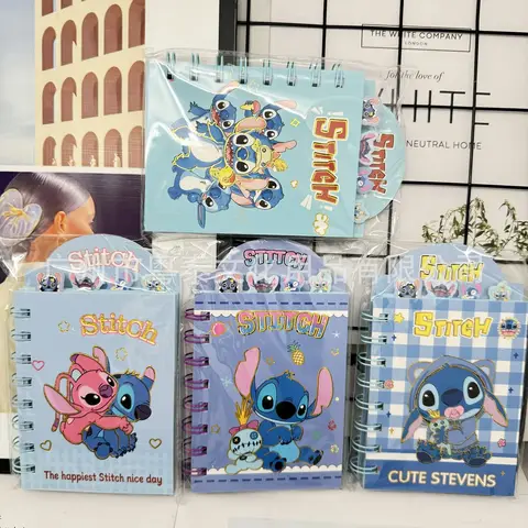 4pcs Stitch Angel Cartoon Spiral Notebook Set Cute Lined Journal for Students Fans Stationery