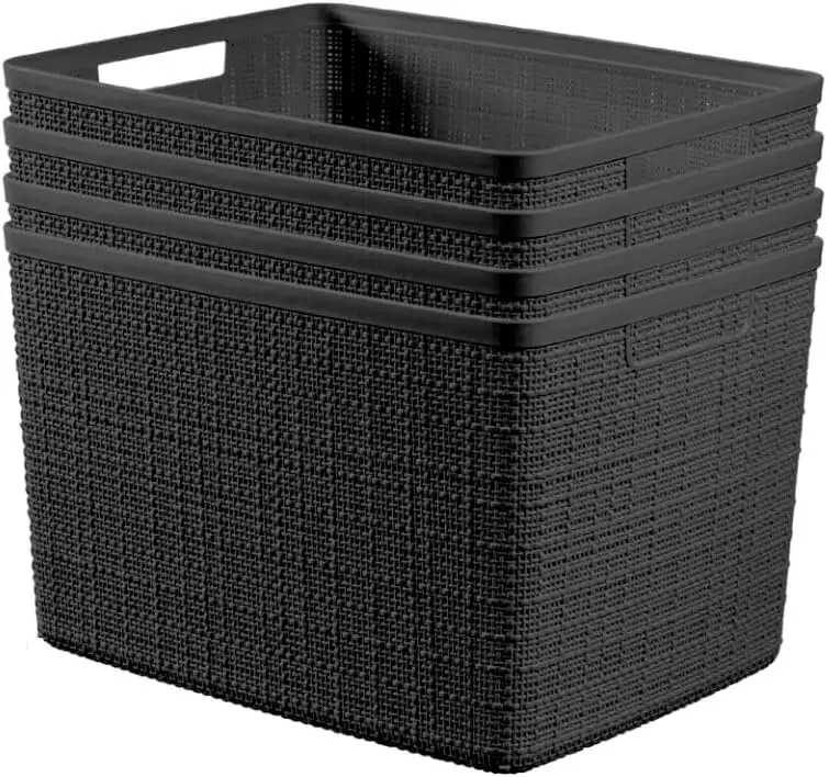 

Jute Large Decorative Plastic Organization and Storage Baskets,Perfect Bins for Home Office,Closet Shelves,Kitchen Pantry