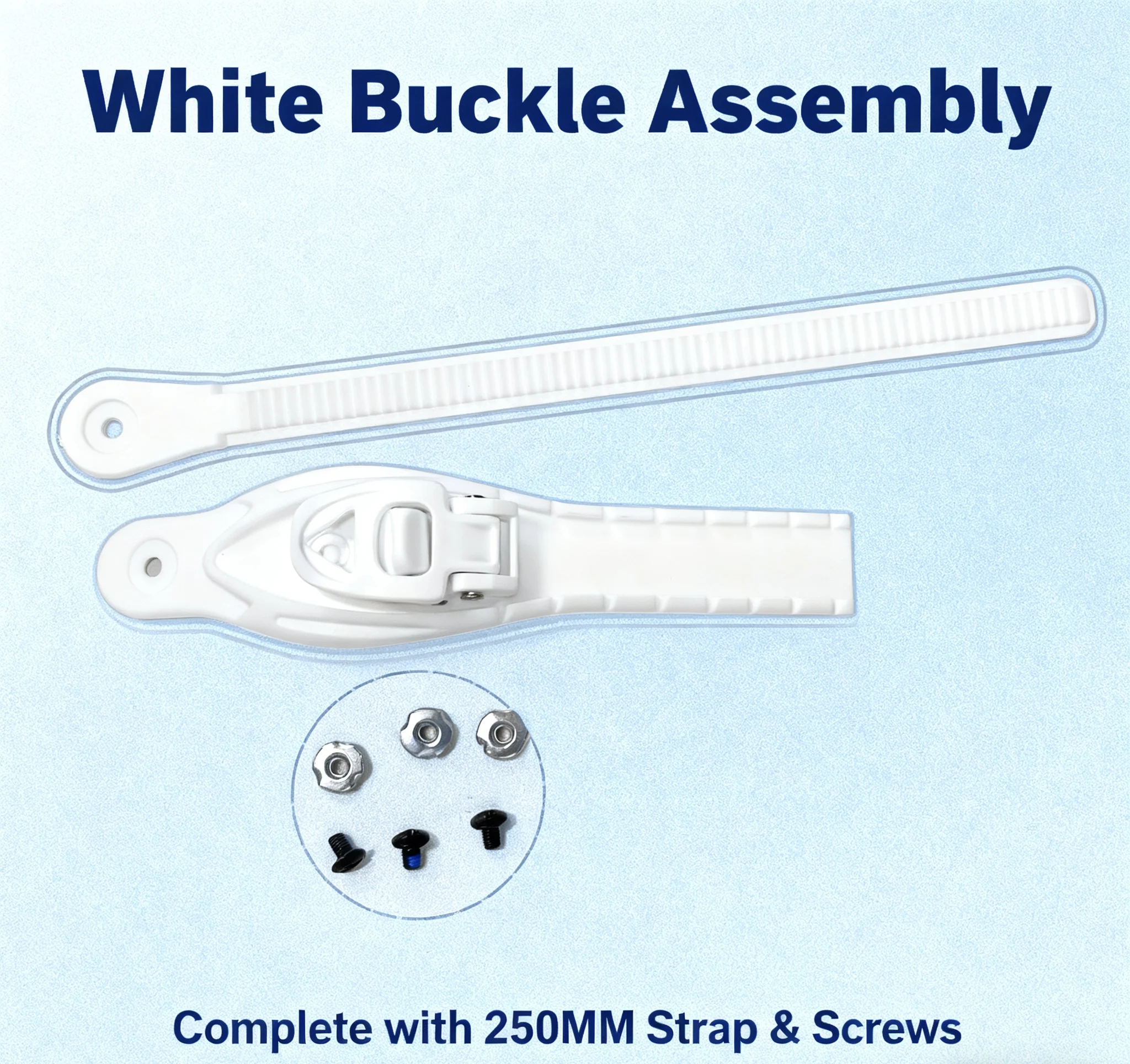 Roller Skate Buckle Kit with 250MM Strap, Protective Sleeve, Micro Adjust Buckle & Hardware Screws for Skating Shoes