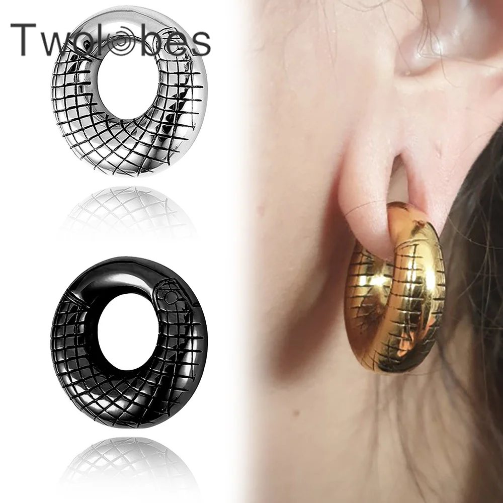Twolobes 2 SZTUK Siatka 316 Obciążniki do uszu ze stali nierdzewnej Wieszaki do rozciągniętych wskaźników do uszu Tunele Piercing Kobiety Mężczyźni Biżuteria do ciała