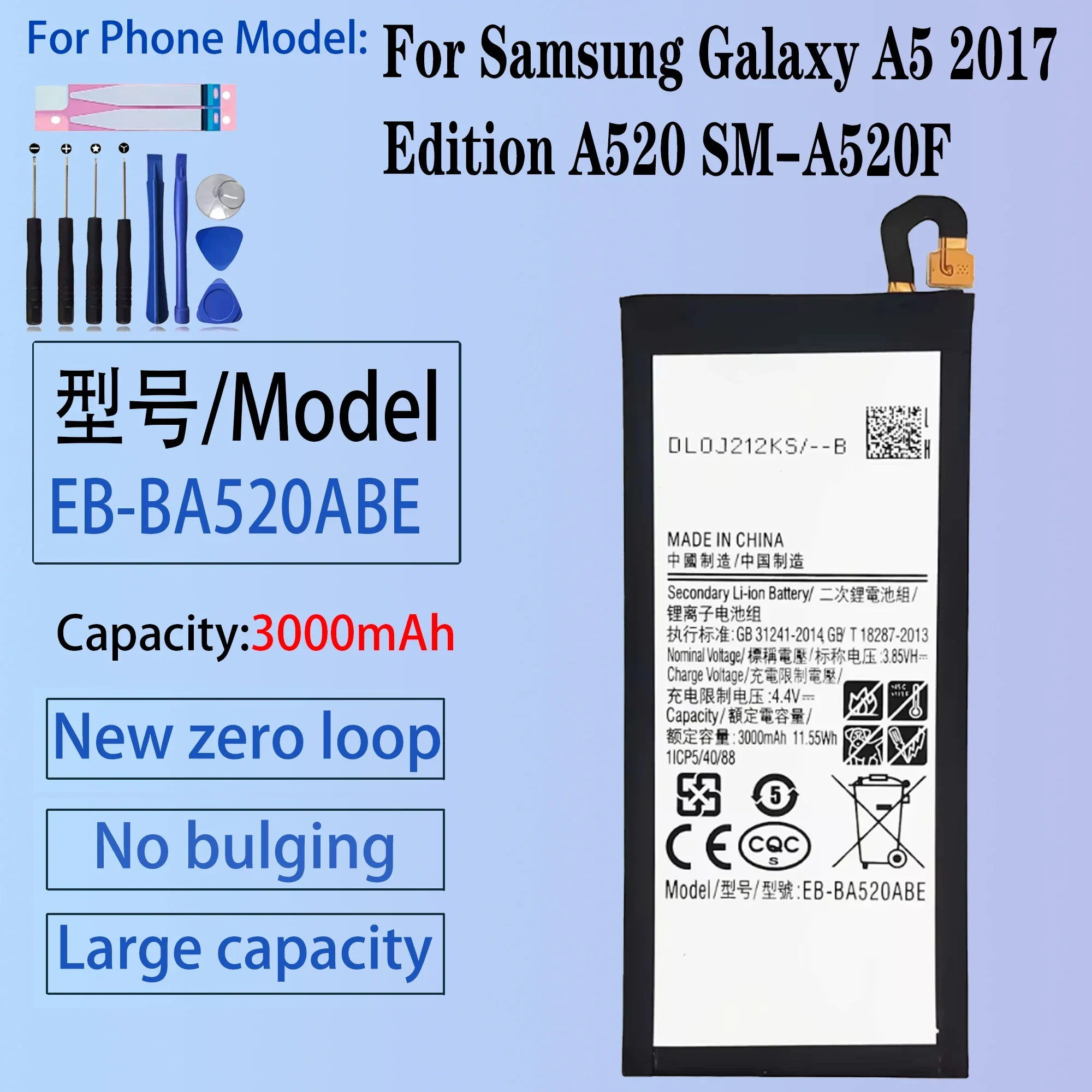 

New EB-BA520ABE 3000mAh Battery For Samsung Galaxy A5 2017 Edition A520 SM-A520F A520K A520L A520S A520W/DS Replacement Battery