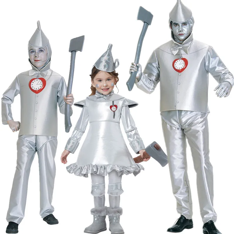 Costume de Cosplay d'Halloween pour Parent et Enfant, Vêtement de Scène, Homme de Fer, Magicien d'Oz, 18 Pièces