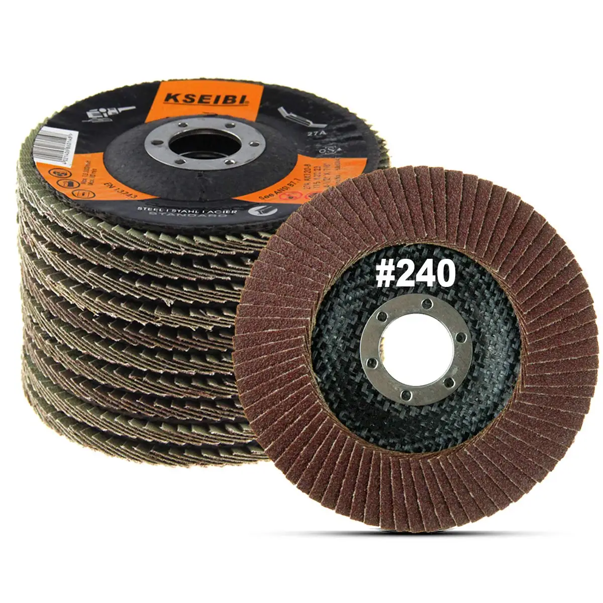 

4 1/2 Inch Flap Disc, 240 Grit Aluminum Oxide, 10 Pack for Sanding & Grinding