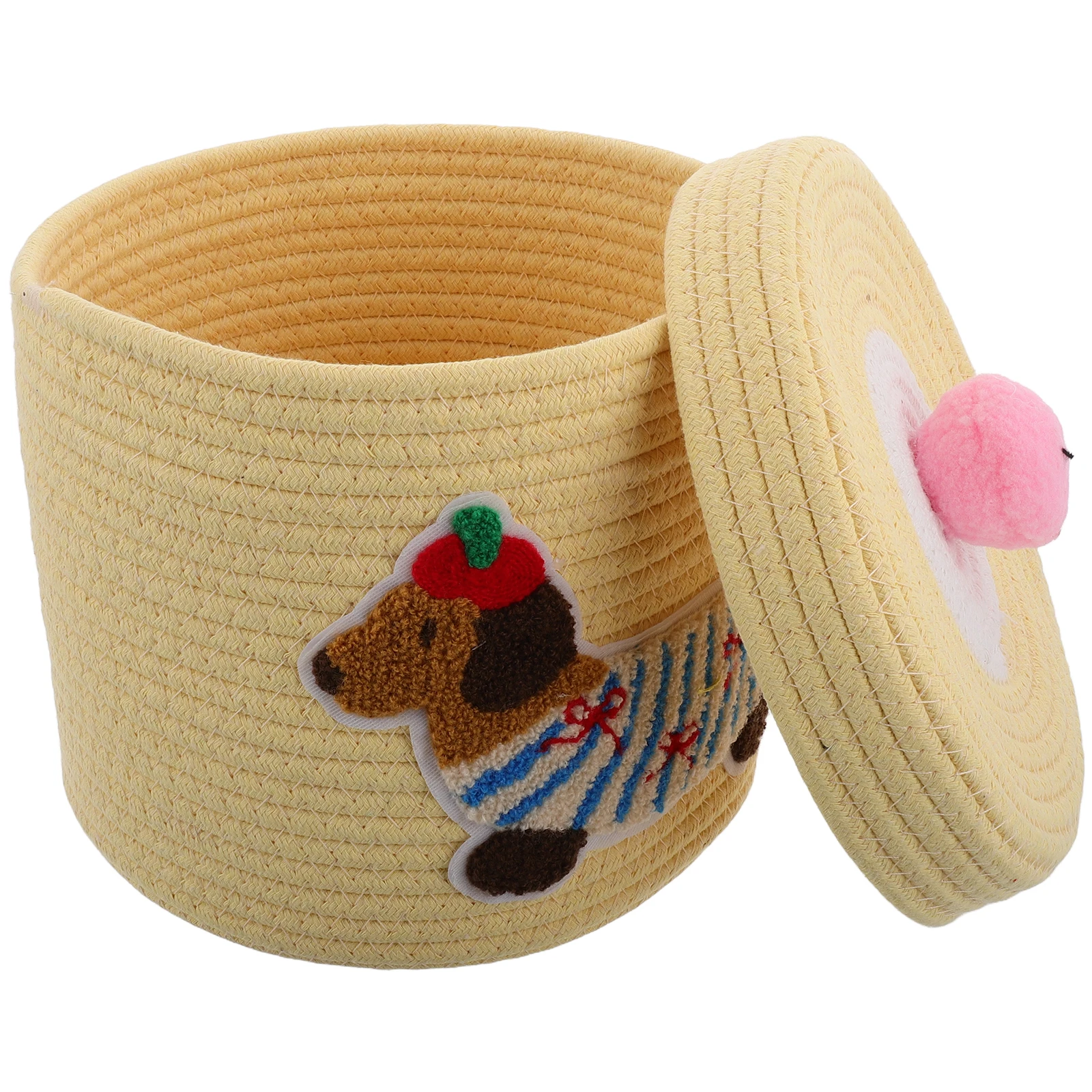 

Car Storage Cotton Rope Dustproof Lid Large Capacity Toy Basket For Dogs Pet Storage Bin Small Basket Dog Toys Puppy Organizer