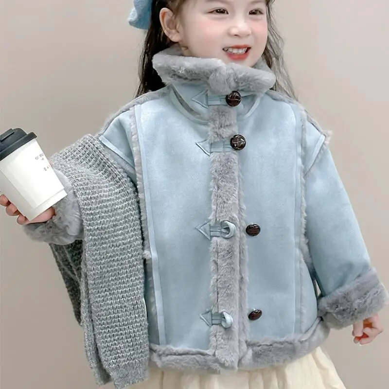 

Зимнее утепленное пальто для девочек, осенние топы, детская универсальная утепленная куртка, студенческая кавайная модная новая стильная повседневная одежда