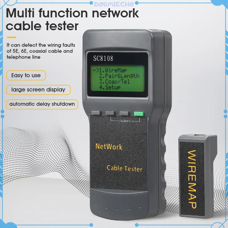 SC8108 Portable LCD Network Tester Meter&LAN Phone Cable Tester & Meter With LCD Display RJ45 Free Shipping