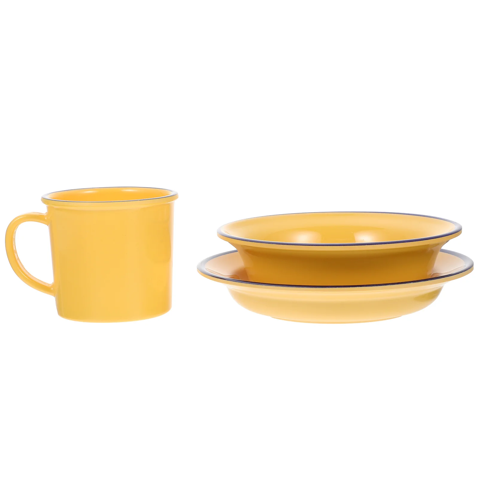 

Cutlery Dish Cup Set Home Bowl Decorative Tea Mug Vintage Coffee Water Yellow Food