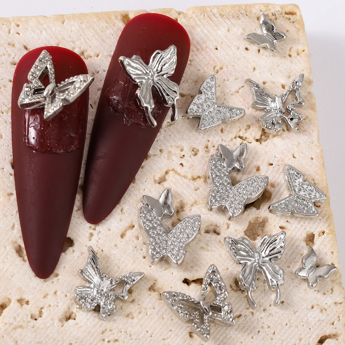 60 uds/1 caja de mini adornos de uñas de mariposa de aleación japonesa ins viento contrajo joker chica decoración artesanal de uñas