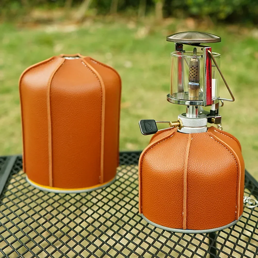 1x Camping Gas Tank Leather Case Gas Cylinder Protective Cover Gas Heater Case Cover Durable Canister Camping Supplies