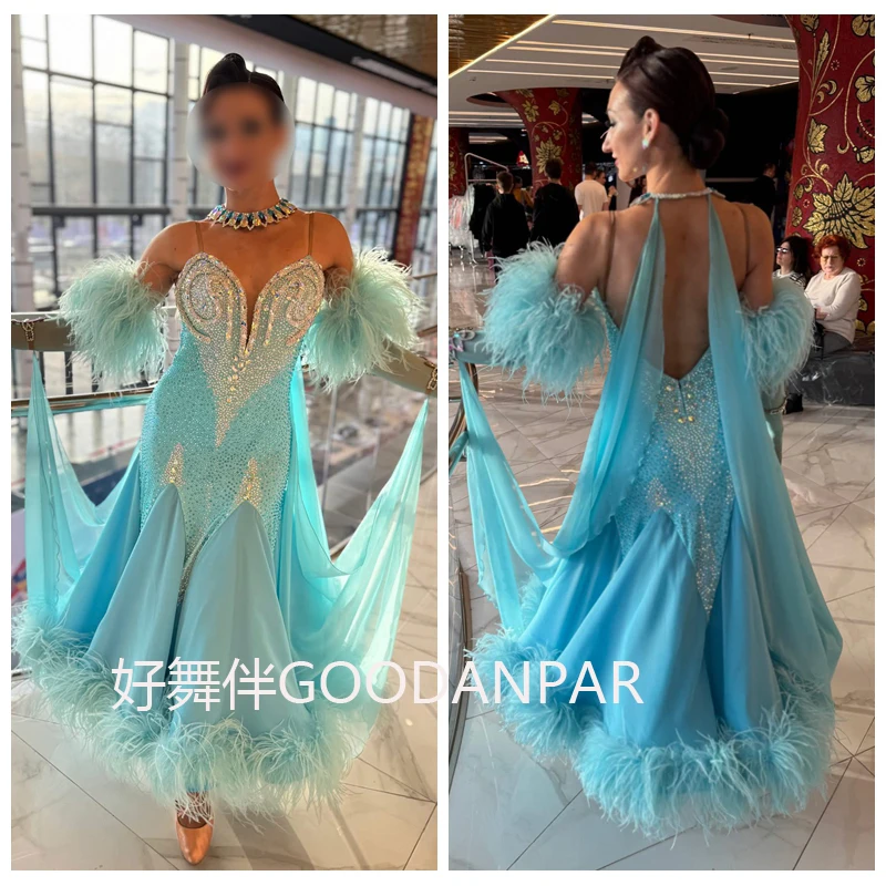 New Ballroom Dance Competition Dresses  Costumes Waltz Dress For Dancing Clothes Dance Wear Dress  Standard Dress blue
