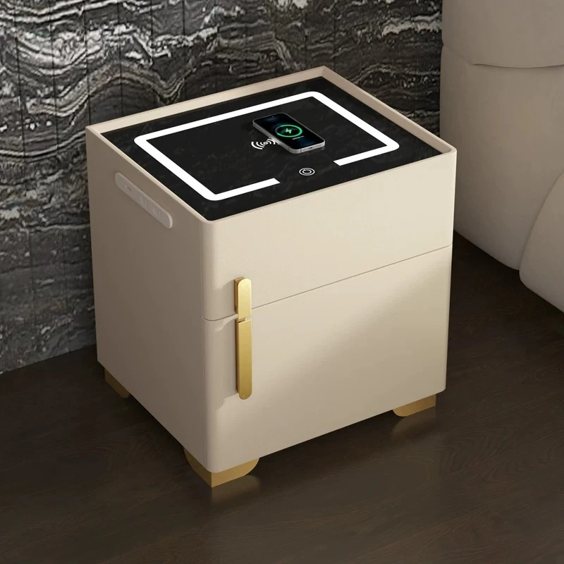 Safes Secret Night Stand Charger Station Skinny White Bedside Tables Hidden Storage Muebles Para Dormitorio Room Furniture