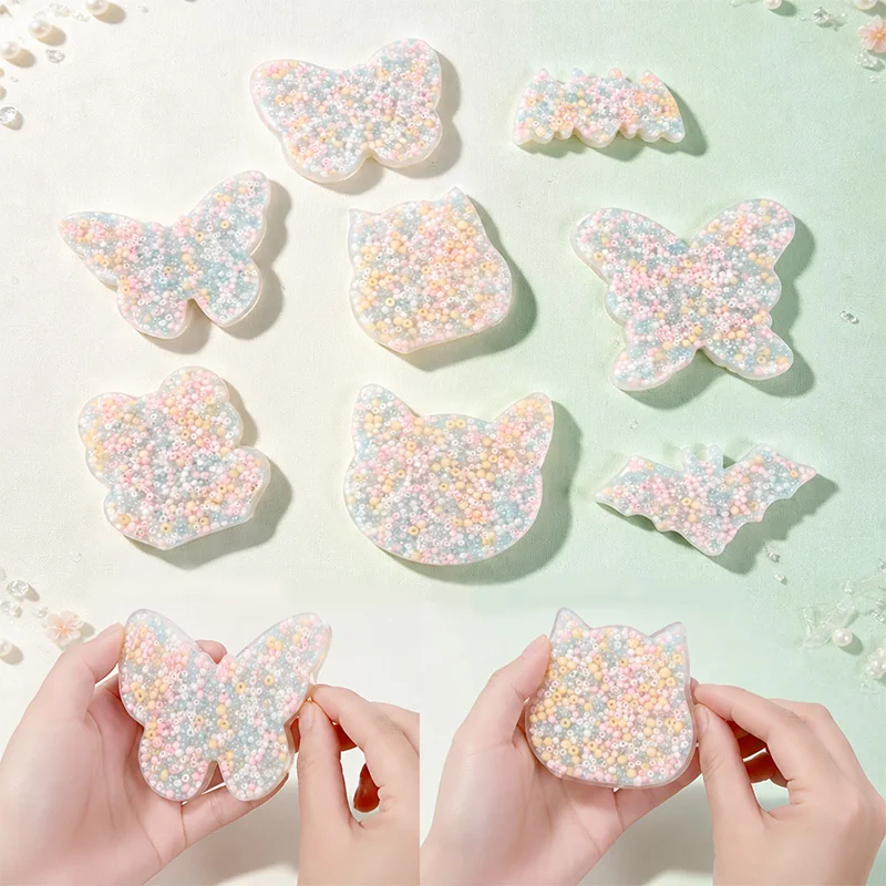 Animal Butterfly Cat Skin Picking Fidget Toys Skin Picking Pocket Pads for Dermatillomania ADHD OCD Style F White
