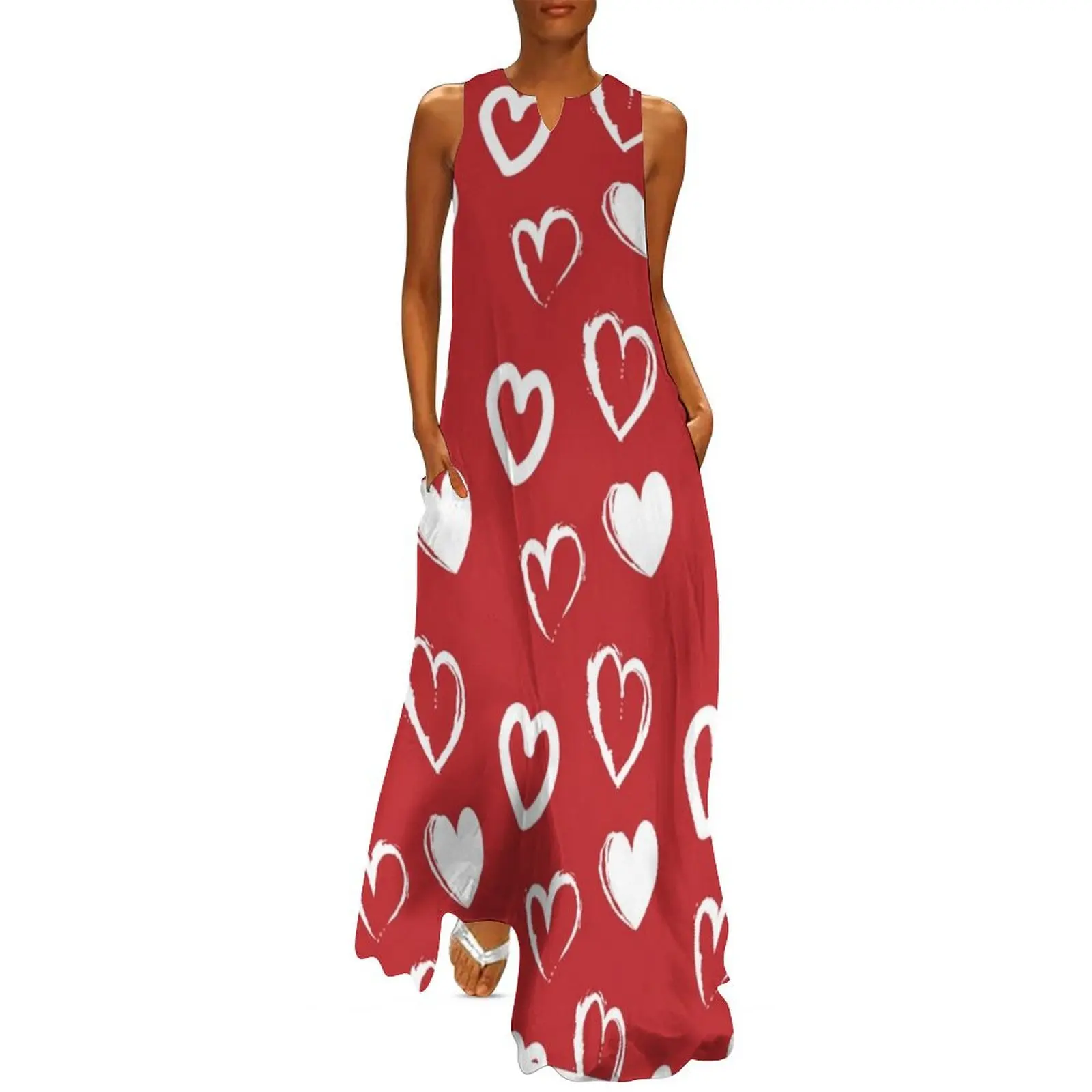 

valentines day hearts Long Dress Women's skirt elegant women's dresses for wedding Female dress Dress