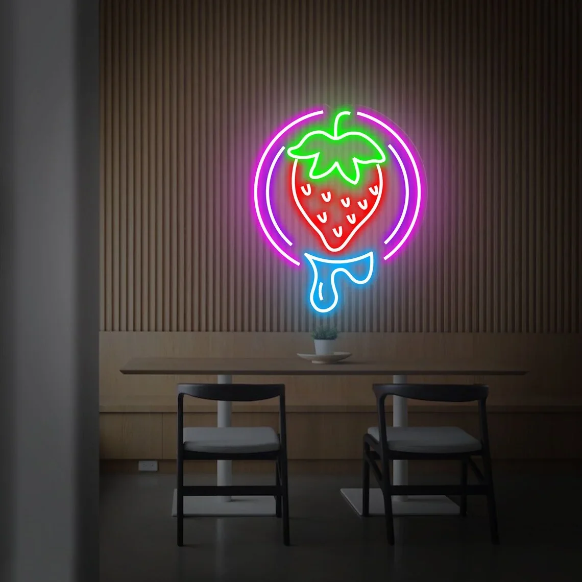 Strawberry Neon Sign  Fruit Neon Light  Enseigne Lumineuse Bar  Party Decoration  Wall Decor  Custom Neon Sign