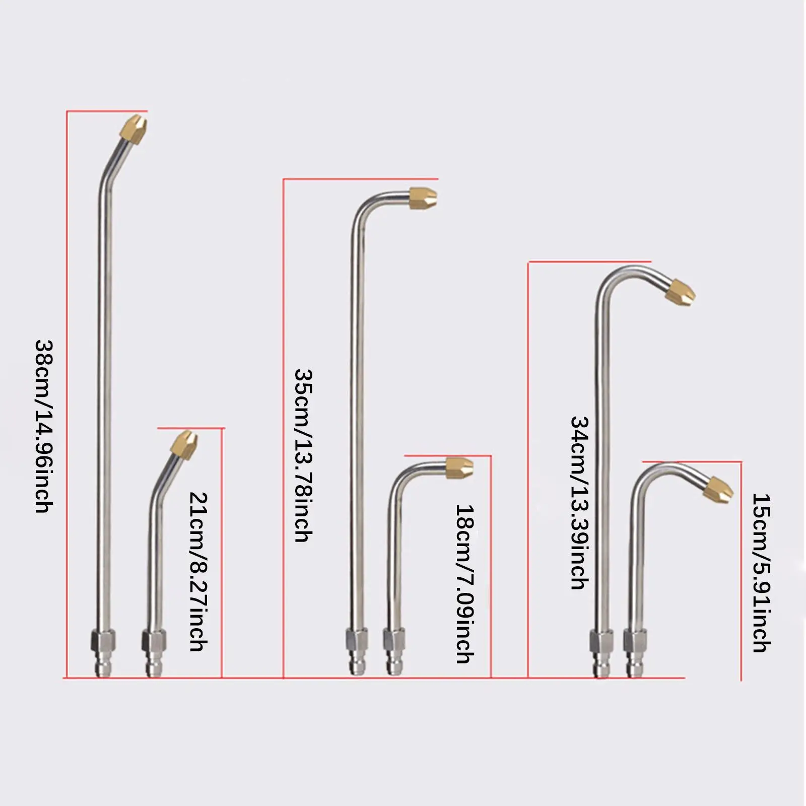 Washer Extension Rod Set 1/4 Inch Quick Connect Spray Wands Curved U 25 90 Degree for Pressure Washer Car Cleaning
