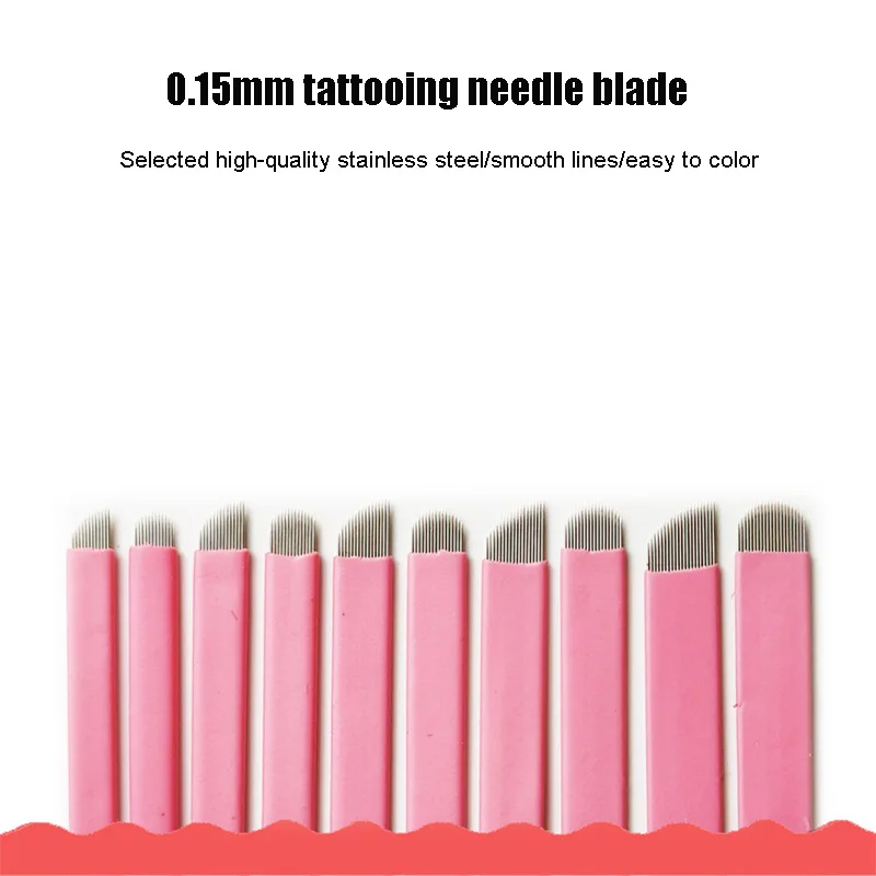 

50pcs Manual Microblading Eyebrow Blades 0.15mm Pin Diameter Aseptic Independent Packaging Semi-Permanent Embroidery Needles