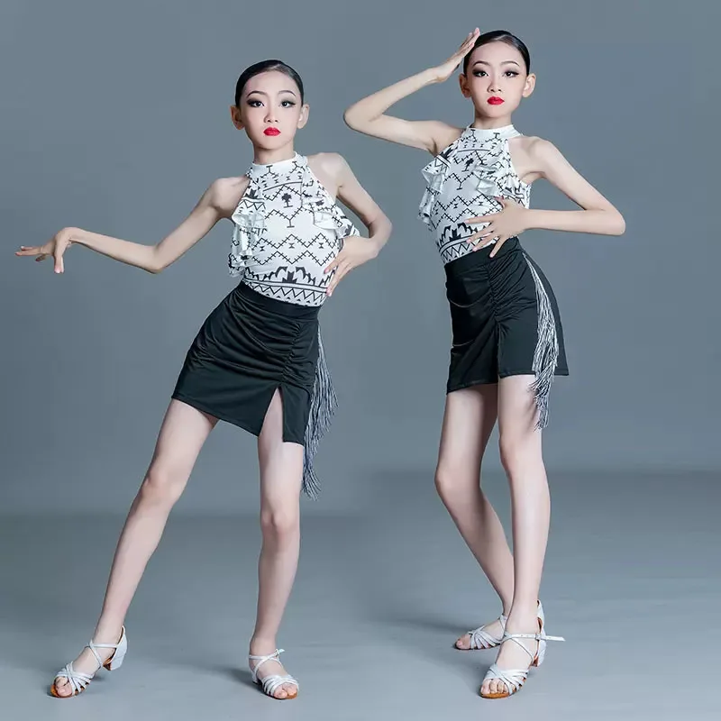 

Children's Latin dance dress Girl tango professional training dress girl performance performance competition dress