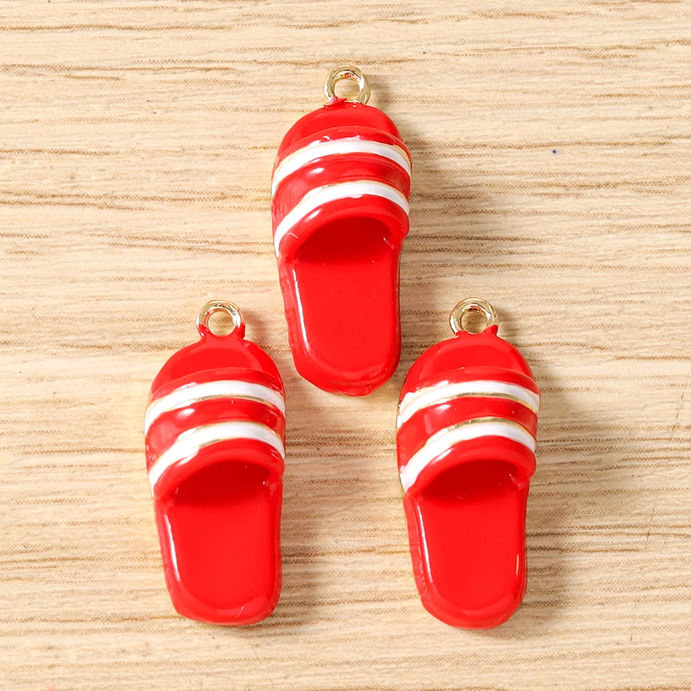 Tusember 5 Stück Niedliche Emaille Kawaii 3D Pantoffel- und Hutanhänger für Ohrringe, Halsketten, Armbänder, DIY-Schmuckherstellungszubehör – Detail 6