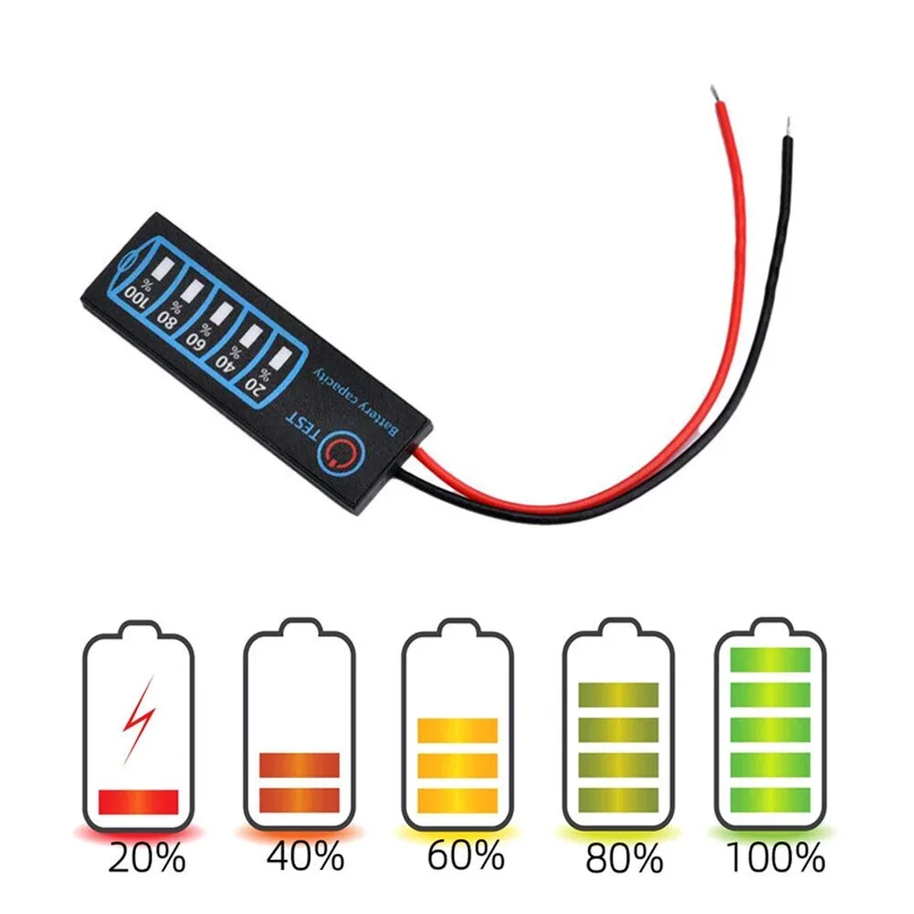 Indicador de capacidad de batería LED, Panel de visualización de potencia, módulo medidor de voltaje de batería de plomo y ácido de litio, DC5-30V, 12V, 24V