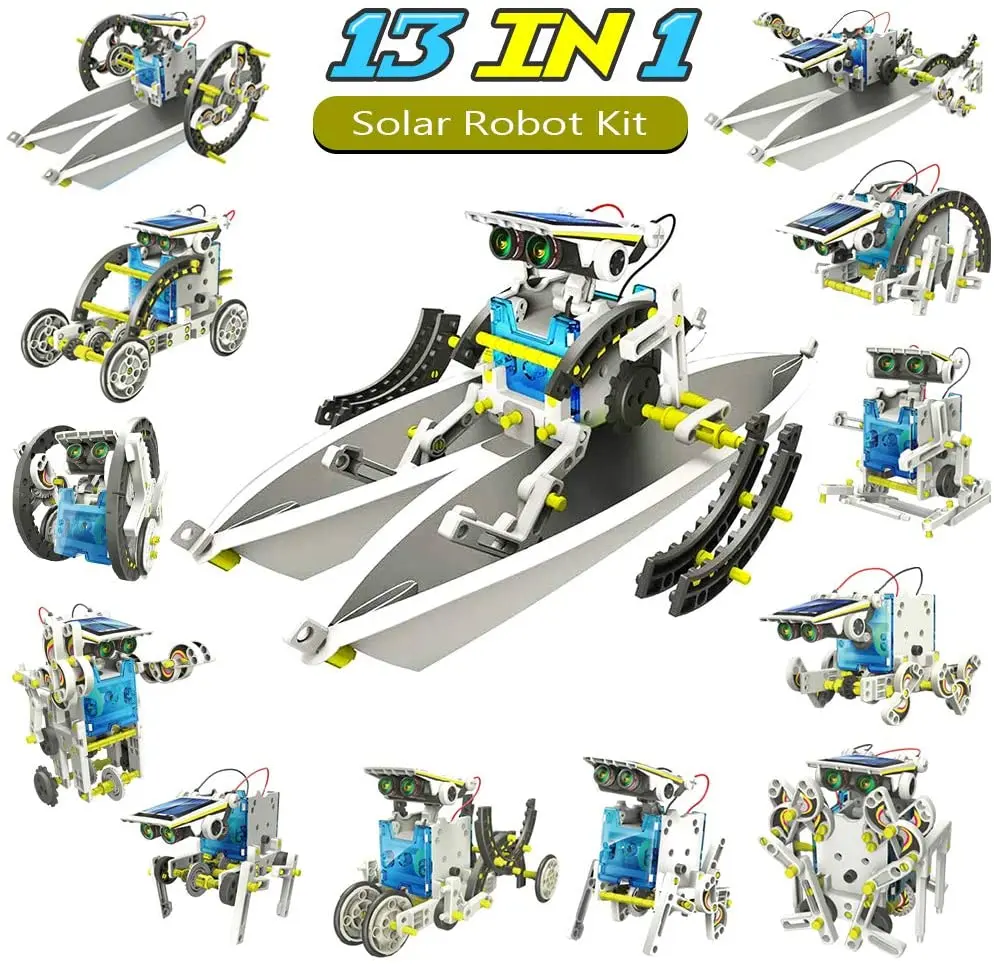 Mainan STEM Kit Percobaan Robot Surya DIY Anak-anak Kit Robotika 13 In 1 Kit Bangunan Robotika Bertenaga Surya Hadiah Pendidikan untuk Anak Laki-laki