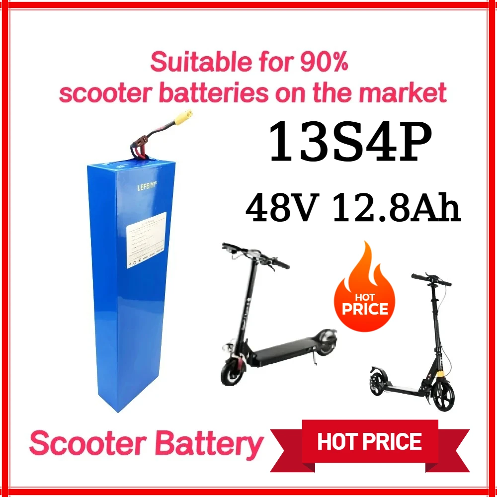 

48V 12.8Ah Electric Scooter Battery Replacement for Kugoo M4 18650 13S4P 12800mAh Li-ion BMS Power Battery Pack