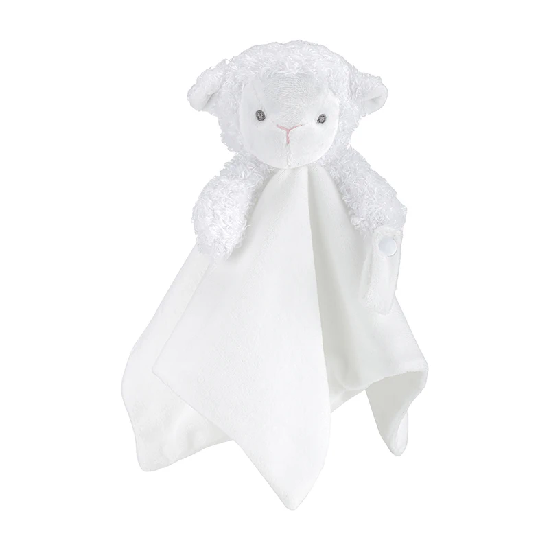 Lamb Security Blanket with Pacifier Clip Baby Comforter Cute White Lamb Sheep Soft Blanket 35CM Unisex Boy Girl Gift