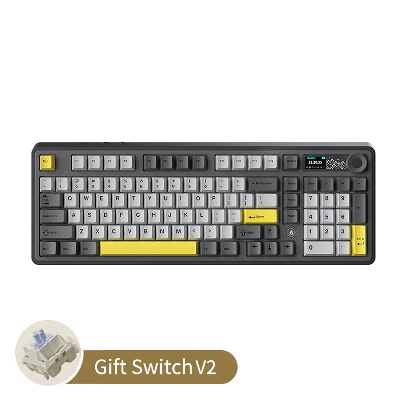AJAZZ AK980 V2 Gaming mechanisch toetsenbord Bluetooth/2.4G draadloze/bekabelde interface1.14-inch TFT-kleurenscherm geeft tijd weer