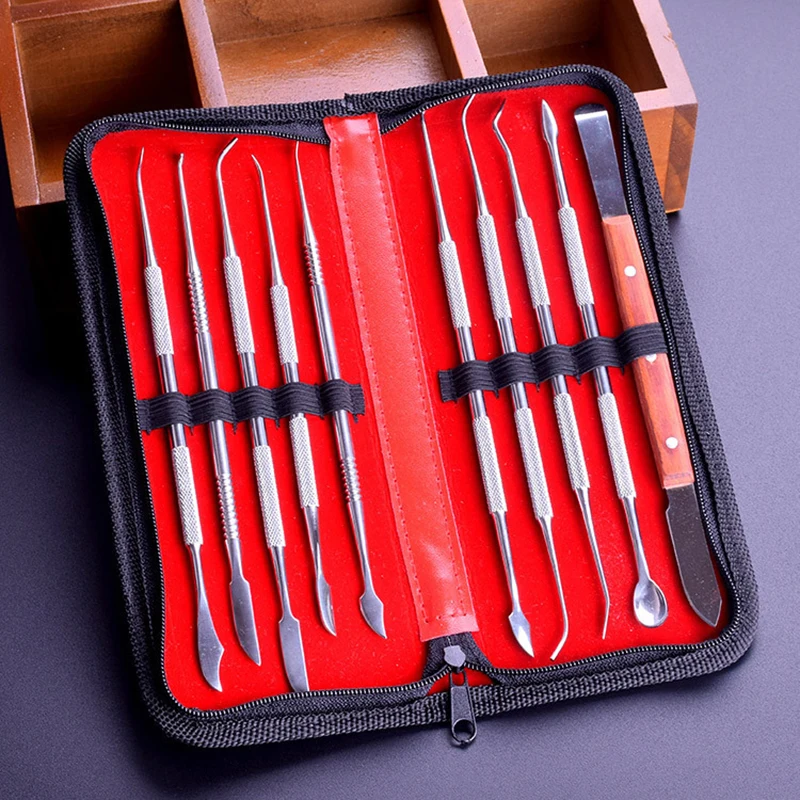 10pcs Sculpting Tool Pottery Tool Wood Handle Pottery Set Wax Carving Sculpt Smoothing Polymer Shapers Pottery Clay Ceramic Tool