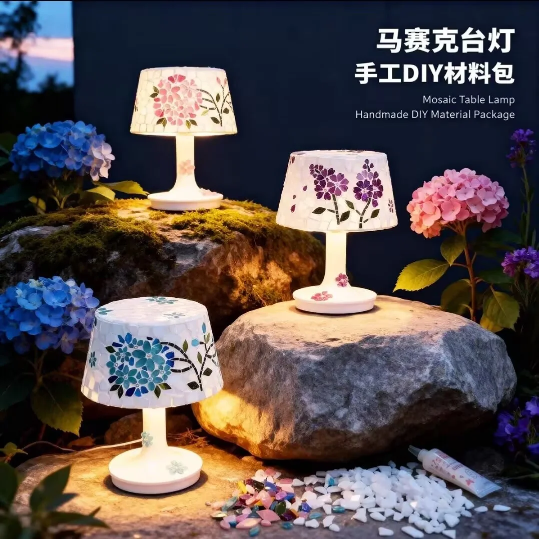 DIY Mosaic Table Light Material Package Handmade Atmosphere Lamp Design Lovers Parent-child Glass Night Lampara Birthday Gift