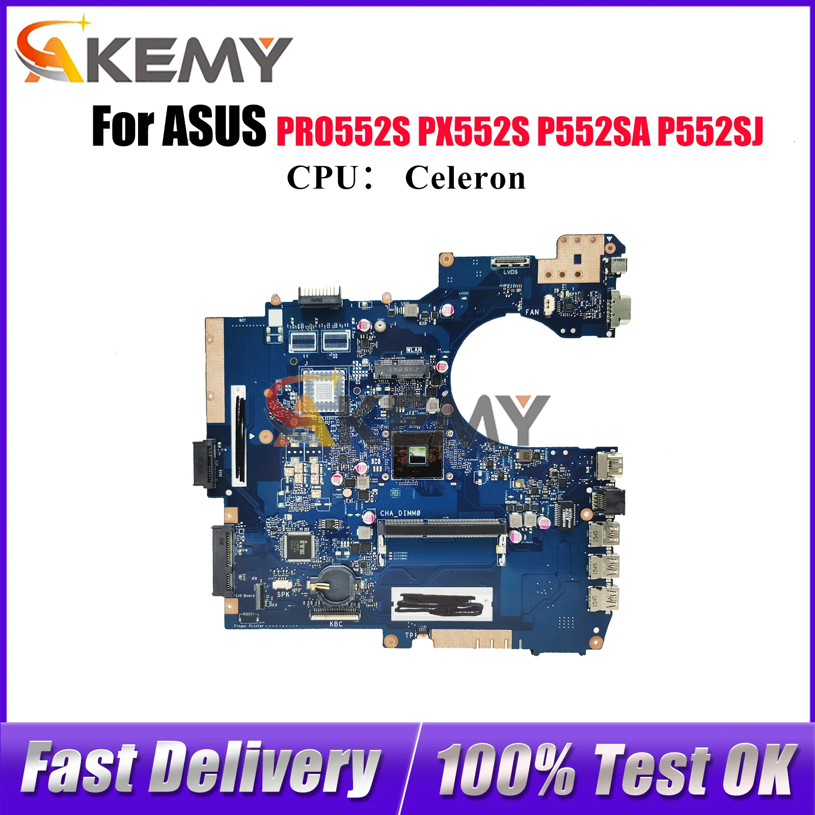 

P552SA Laptop Motherboard For ASUS ProArt P552S PX552S PRO552S P552SA PE552S P552SJ Mainboard With Celeron CPU 100% tests OK stk