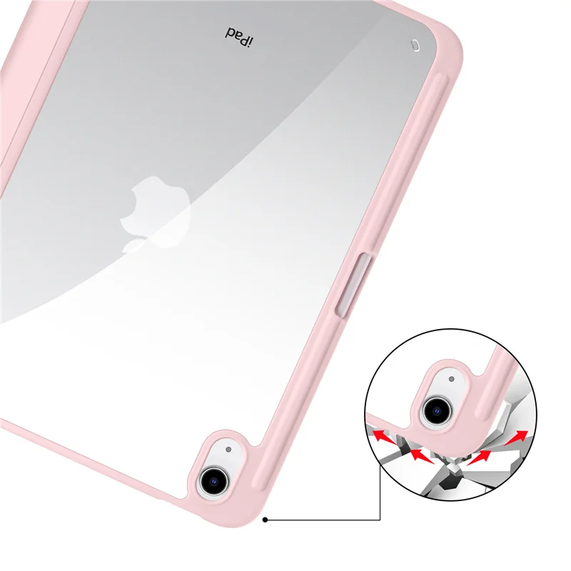 Hülle für iPad A16 11. Generation mit Stifthalter, dreifach faltbar, Acryl, transparente Rückseite, Hartschale, für iPad 10.2, 9.7, Air 5, 11, iPad 10, 9, 11. Generation, A16 Hülle – Detail 6