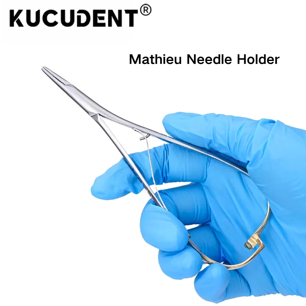 KUCUDENT 1 قطعة حامل إبرة Mathieu للأسنان ملاقط من الفولاذ المقاوم للصدأ لتقويم الأسنان ربطة عنق وضع ذو طيات أداة طب الأسنان