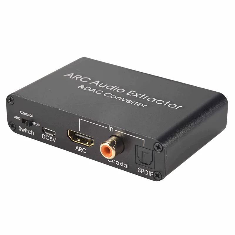 Аудиоадаптер ARC 192 кГц, аудиоэкстрактор, цифро-аналоговый аудиоконвертер, ЦАП SPDIF, коаксиальный RCA, выход 3,5 мм, разъем