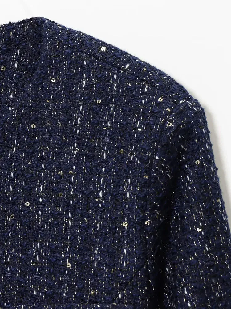 HH 2025 Cappotto con paillettes moda femminile O Collo monopetto maniche lunghe con cintura Giacca da ufficio elegante da donna casual Mujer