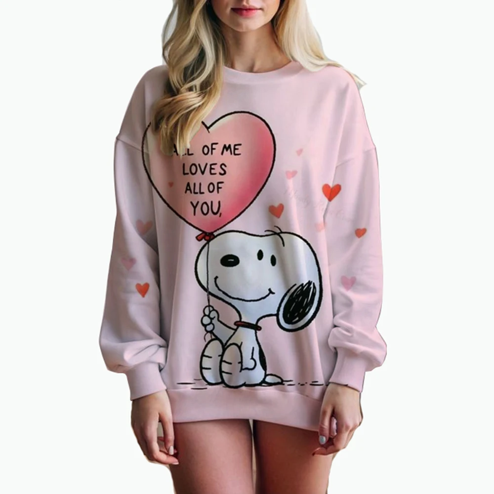 Woman\'s Hoodie New Autumn/Winter Fashion Y2K Snoopy cartoon print Sweatshirts Round Neck Coat Loose Long Sleeve Hatless Hoodie