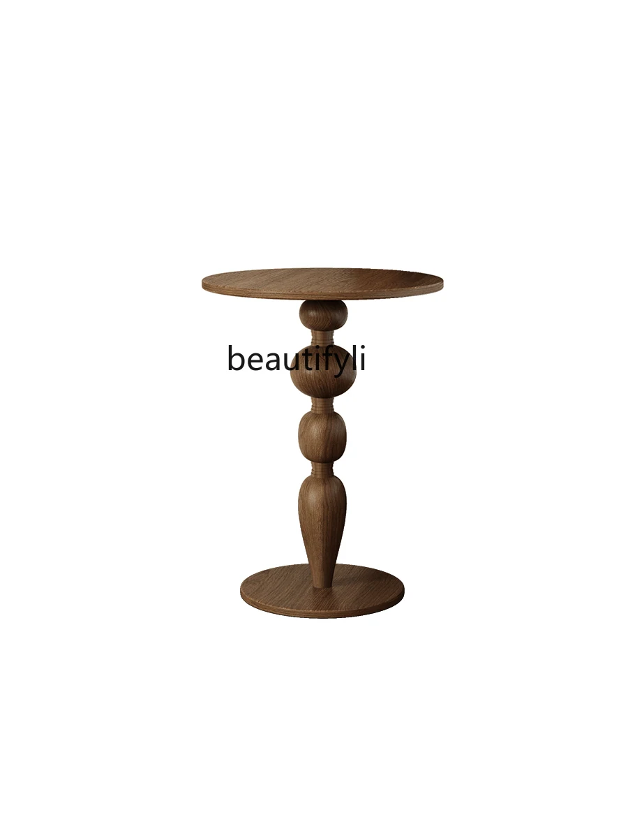 

Creative Coffee Table Movable Side Table Mid-Ancient Silent Wind Living Room Home Solid Wood Small Tea Table Bedroom Bedside