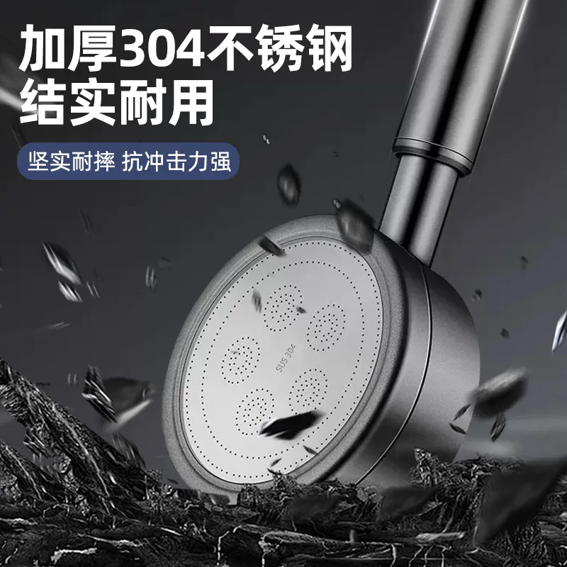 Black Silver 304 Stainless Steel Shower Head High Pressure Handheld Sprayer Fall Resistant Showerhead Bathroom Accessories
