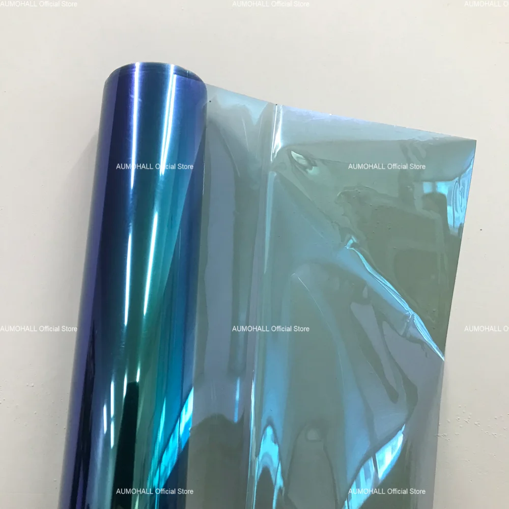 75CM x 3M VLT67% Windscreen Solar Film, Blue with Green Chameleon, Car Front Window Tint Windshield Shades Protection Foils