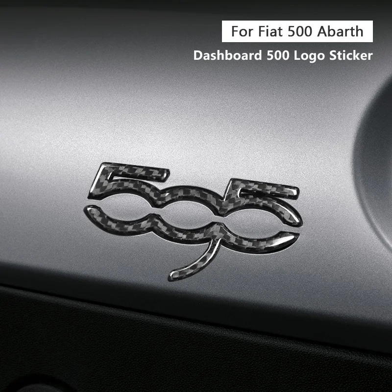 

Для Fiat 500 Dashboard 500, крышка с логотипом, 3D декоративная наклейка из натурального углеродного волокна