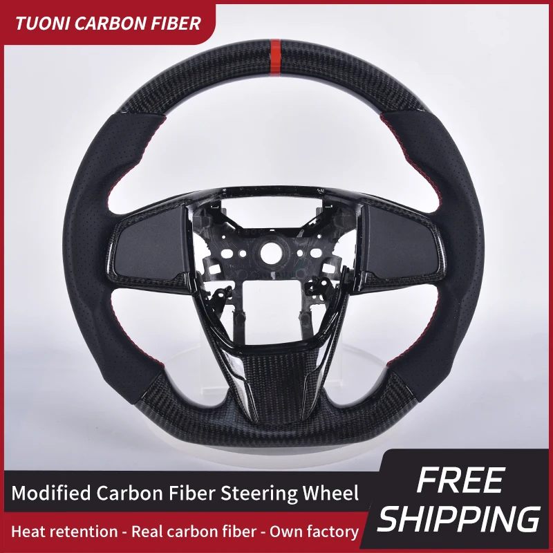 Customized Real Carbon Fiber Steering Wheel For Honda Civic 10th Gen 2016 2017 2018 2019 2020 2021