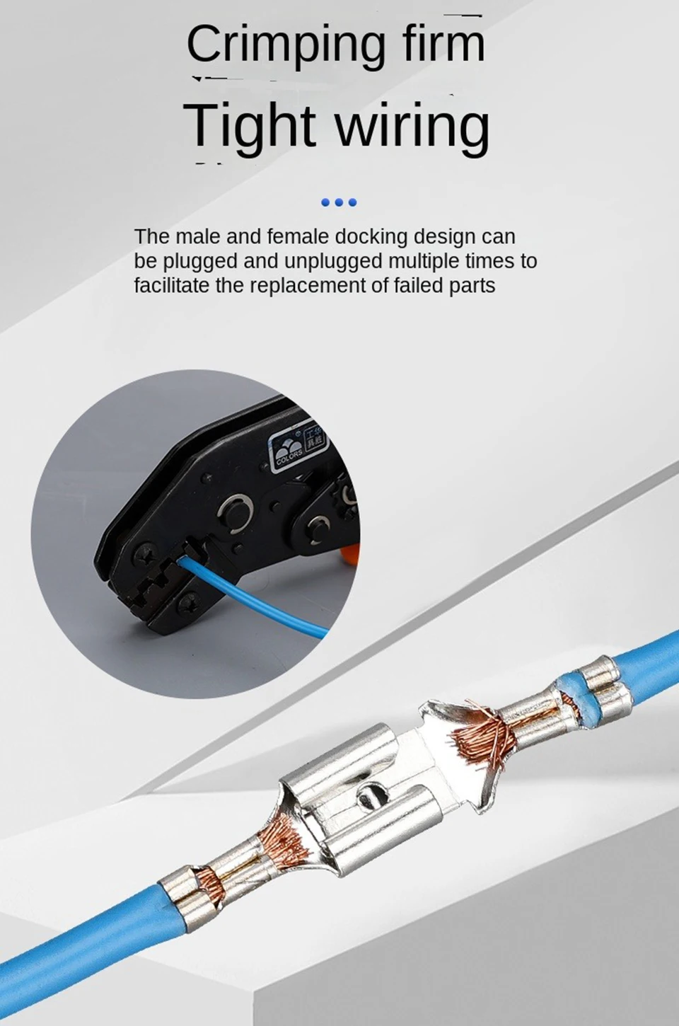2,8 4,8 6,3mm Stecker und Buchsen-Steckverbinder mit Federklemmen und Transparenter Hülle für Elektrische Kabelverbindungen – Detail 3