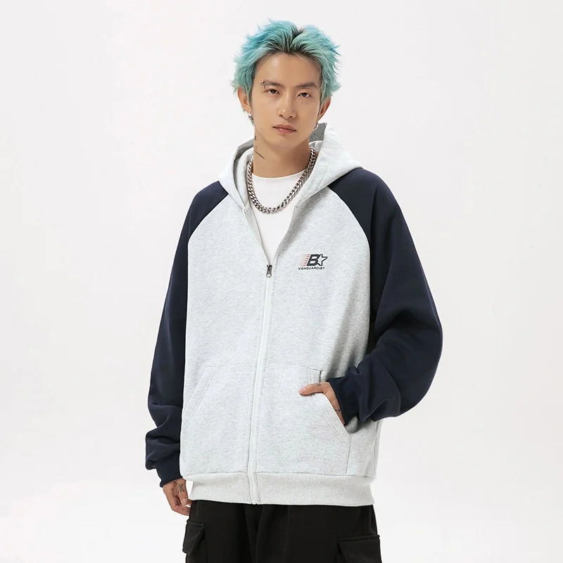 

Мужской осенний новый модный свободный спортивный кардиган с капюшоном, молодежная повседневная одежда в американском уличном стиле