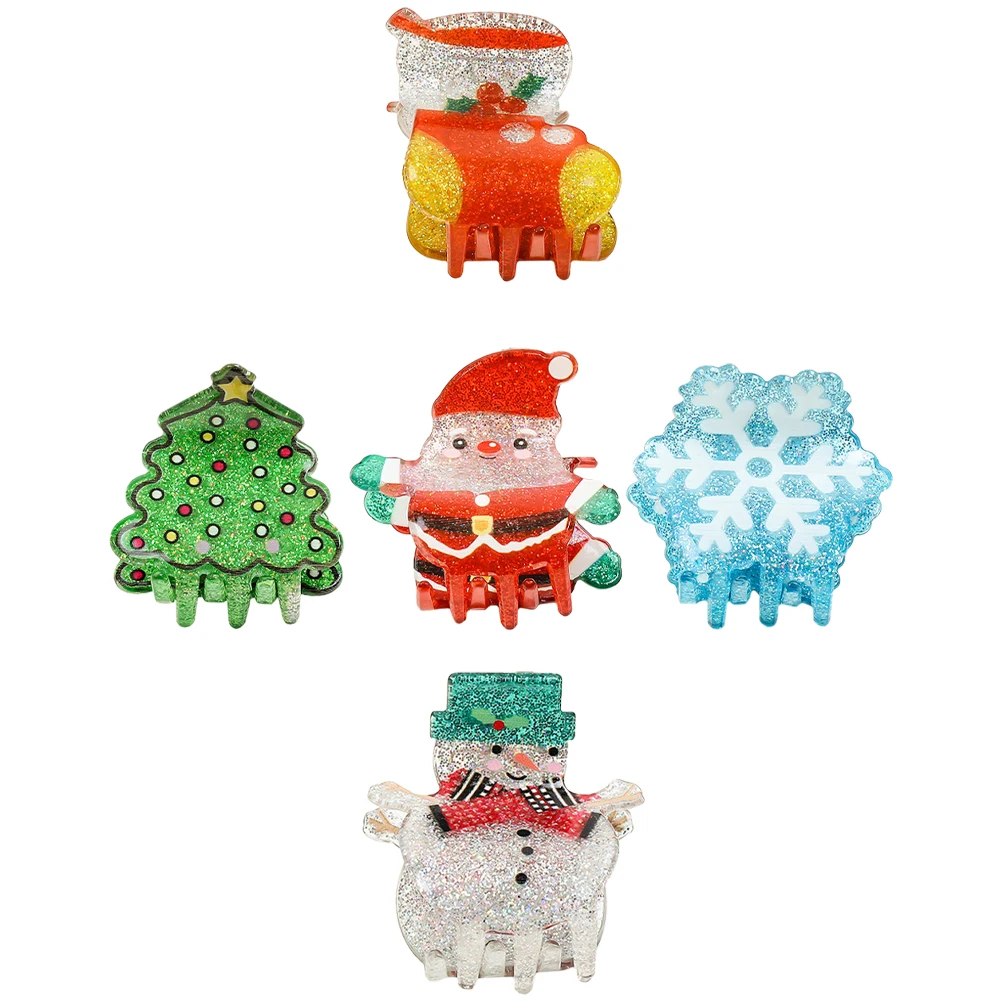 

5Pcs Christmas Hair Clips Small Hair Claw Clips for Women Girls Durable Lightweight Jaw Clamps for Weddings Parties